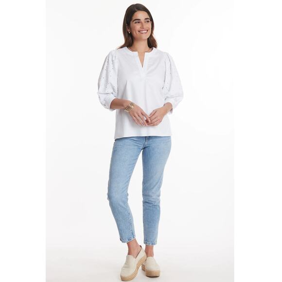 Tyler Boe Jenny Embroidered Puff Sleeve Top - Picture 4 of 11